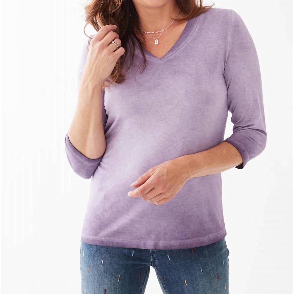 NEW FDJ obelia garment dyed v-neck top in orchid